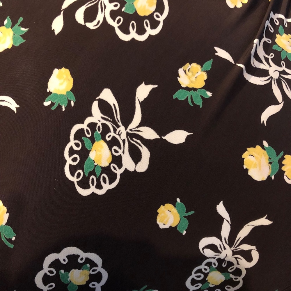 Vintage 40's Brown Cold Rayon Floral Print Iconic WWII Era Historic Dress - XS - Picture 12 of 16